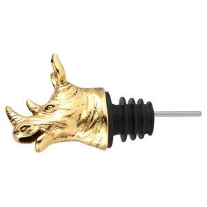 Cabilock Animal Wine Pourer Aerator Rhino Head Wine Bottle Stopper Professional Liquor Spout For Wine Accessories Diffuser (Golden)