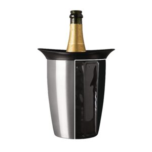 Vacu Vin Active Cooler Champagne Elegant - Reusable Champagne Bottle Cooler - Stainless Steel - Prosecco Cooler Sleeve For Standard Size Bottles - Insulated Prosecco Bottle Chiller