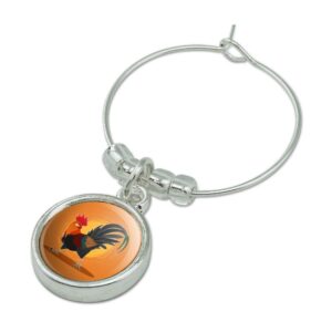 GRAPHICS & MORE Rooster of Awesomeness Chicken Wine Glass Charm Drink Marker