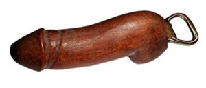 emerald city imports bottle opener penis, long wood handmade, wood statue