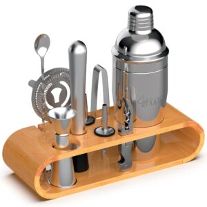 cocktail mixer shaker set bartender kit set with 10 bartending/mixologist tools for home bar, party bar, bar cart decor