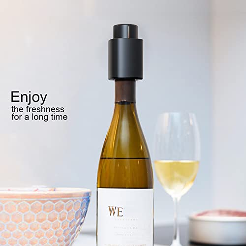 Wine Stoppers, Vacuum Wine Bottle Stoppers 4 Pack, Reusable Bottle Stoppers with Time Scale Record, Universal Wine Preserver, Wine Saver Wine Corks Wine Closer Wine Keeper Gifts for Wine Lovers