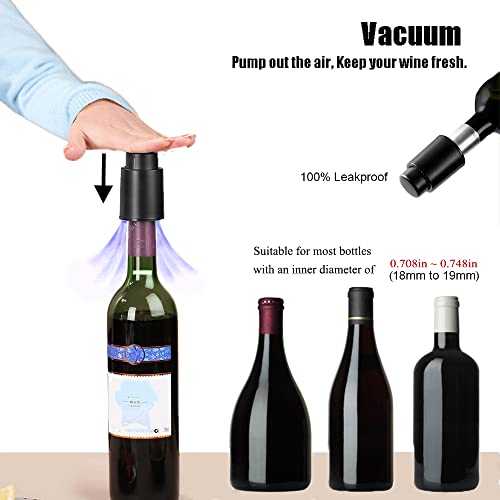 Wine Stoppers, Vacuum Wine Bottle Stoppers 4 Pack, Reusable Bottle Stoppers with Time Scale Record, Universal Wine Preserver, Wine Saver Wine Corks Wine Closer Wine Keeper Gifts for Wine Lovers