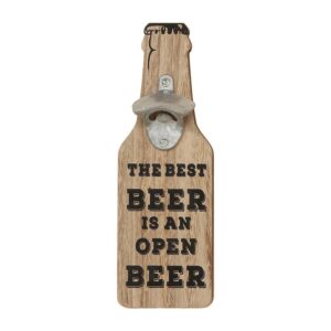 americana best beer is an open beer, bottle opener wall plaque, silo style, flat panel wood, metal, 11.75 tall, keyhole hanger
