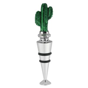 upware wine stopper bottle stopper 1-pack zinc alloy wine and beverage bottle stopper cute decorative wine stopper wine preserver reusable wine corks (cactus)