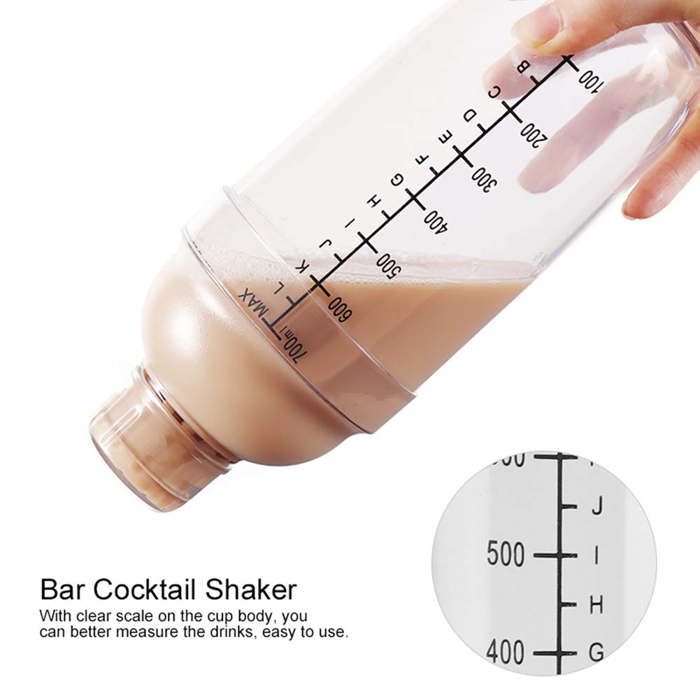 Fdit 24 oz Plastic Cocktail Shaker with Measurements Clear Drink Mixer Martini Shaker Kit Boston Shaker Professional Bartender Shakers Tool