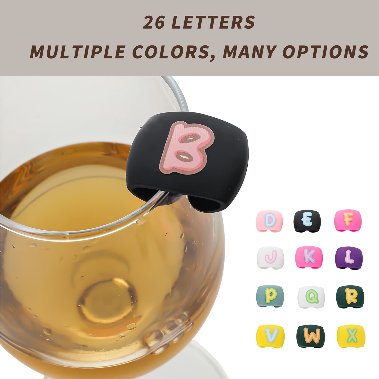 COZYOCHY 26PCS Wine Glass Charms with Letter Marks Identify Your Glass with Ease - Wine Glass Charms for Cocktails, Martinis & Champagne Glasses.Perfect for Parties & Gatherings