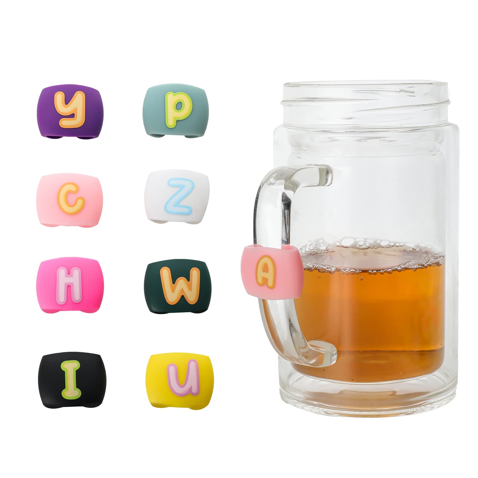 COZYOCHY 26PCS Wine Glass Charms with Letter Marks Identify Your Glass with Ease - Wine Glass Charms for Cocktails, Martinis & Champagne Glasses.Perfect for Parties & Gatherings