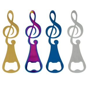 yueton 4pcs musical note bottle opener keychain stainless steel novelty creative beer wine bottle opener party favors backpack pendant