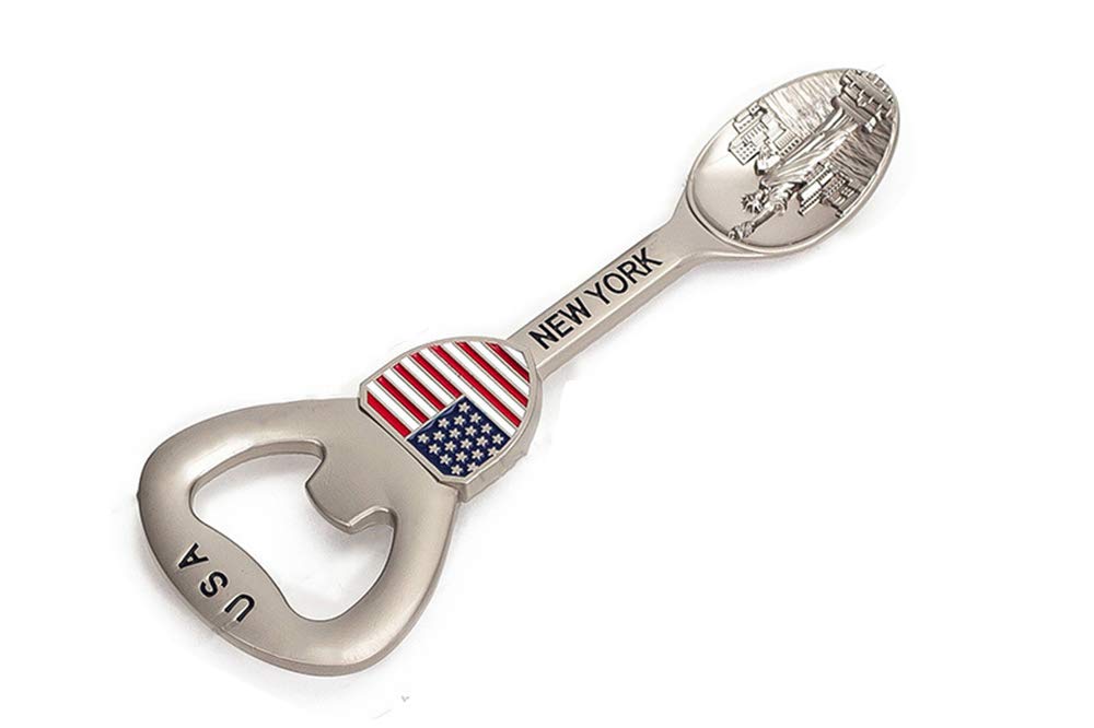 SHFICDJ Travel souvenirs Soup spoon shape Bottle Opener,USA New York Zinc alloy Beer Bottle Openers,Creative kitchen supplies gift bottle opener.