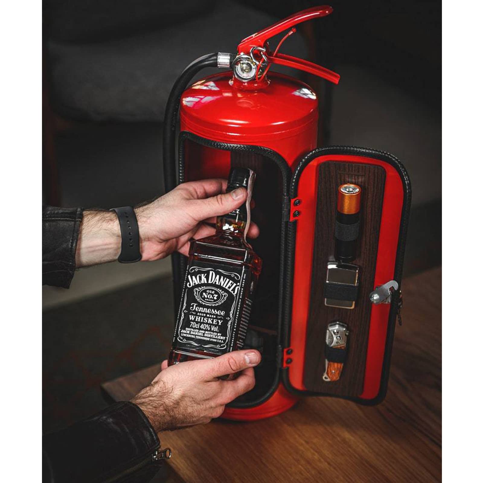 DFGH Fire Extinguisher Mini Bar-Novelty Bar Reclaimer Cave Weird Gift for Firefighters Who Love Whiskey Handmade metal firefighter Novelty camping picnic tool