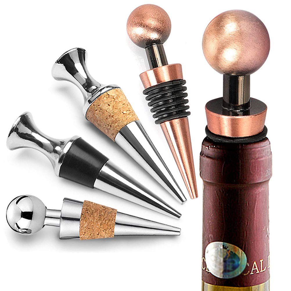 DOITOOL Stainless Steel Wine Bottle Stopper Silicone Metal Champagne Stopper Reusable Wine Preserver for Home Wedding Bronze