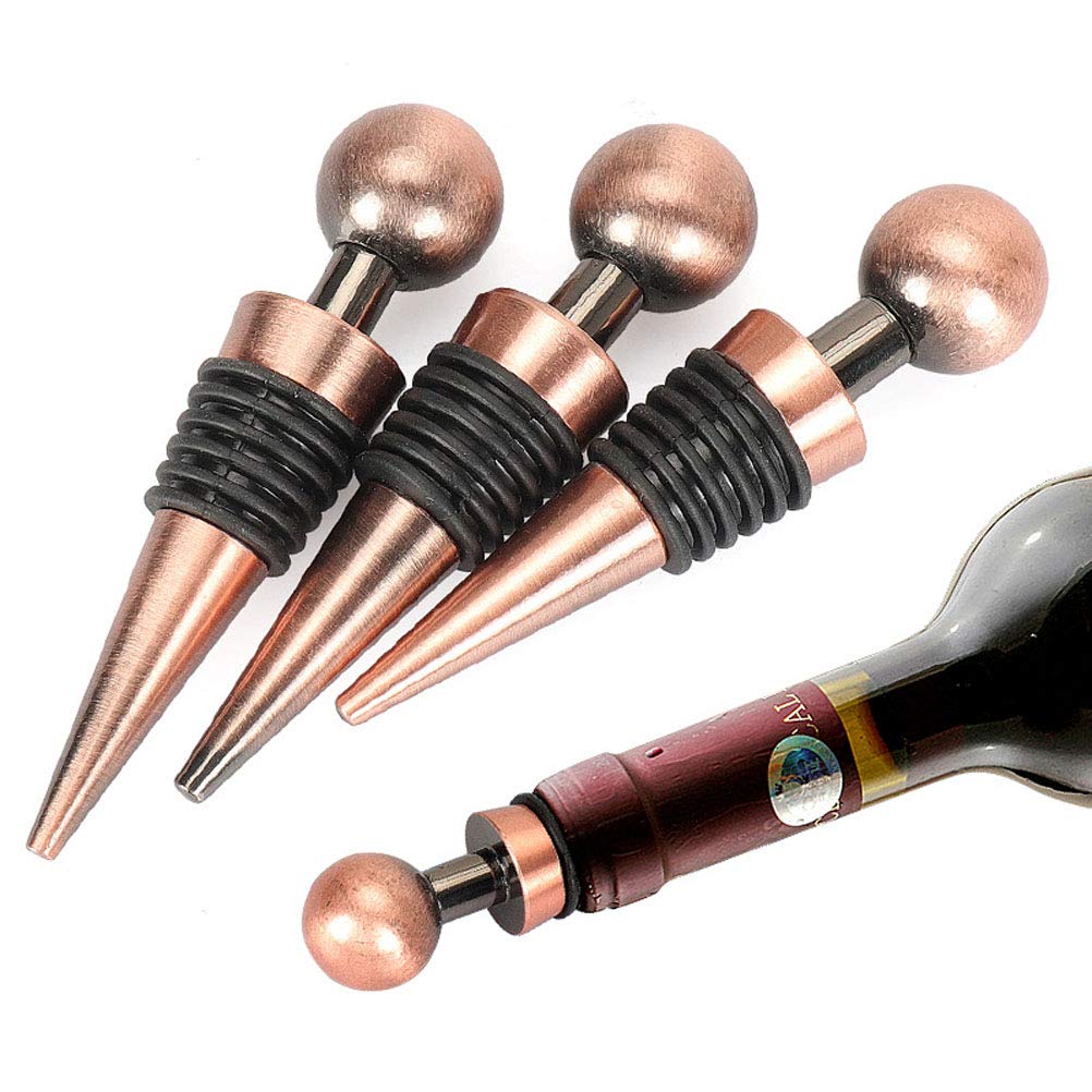 DOITOOL Stainless Steel Wine Bottle Stopper Silicone Metal Champagne Stopper Reusable Wine Preserver for Home Wedding Bronze