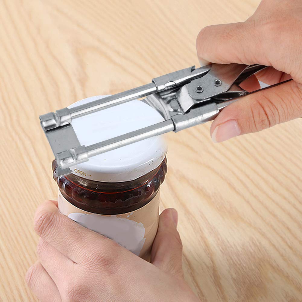 Bottle Opener, Manual Adjustable Stainless Steel Can Opener Bottle Jar Lid Gripper Kitchen Tool