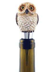 owl figure figurine wine stopper bottle topper, collectible lodge cabin decor, 4"