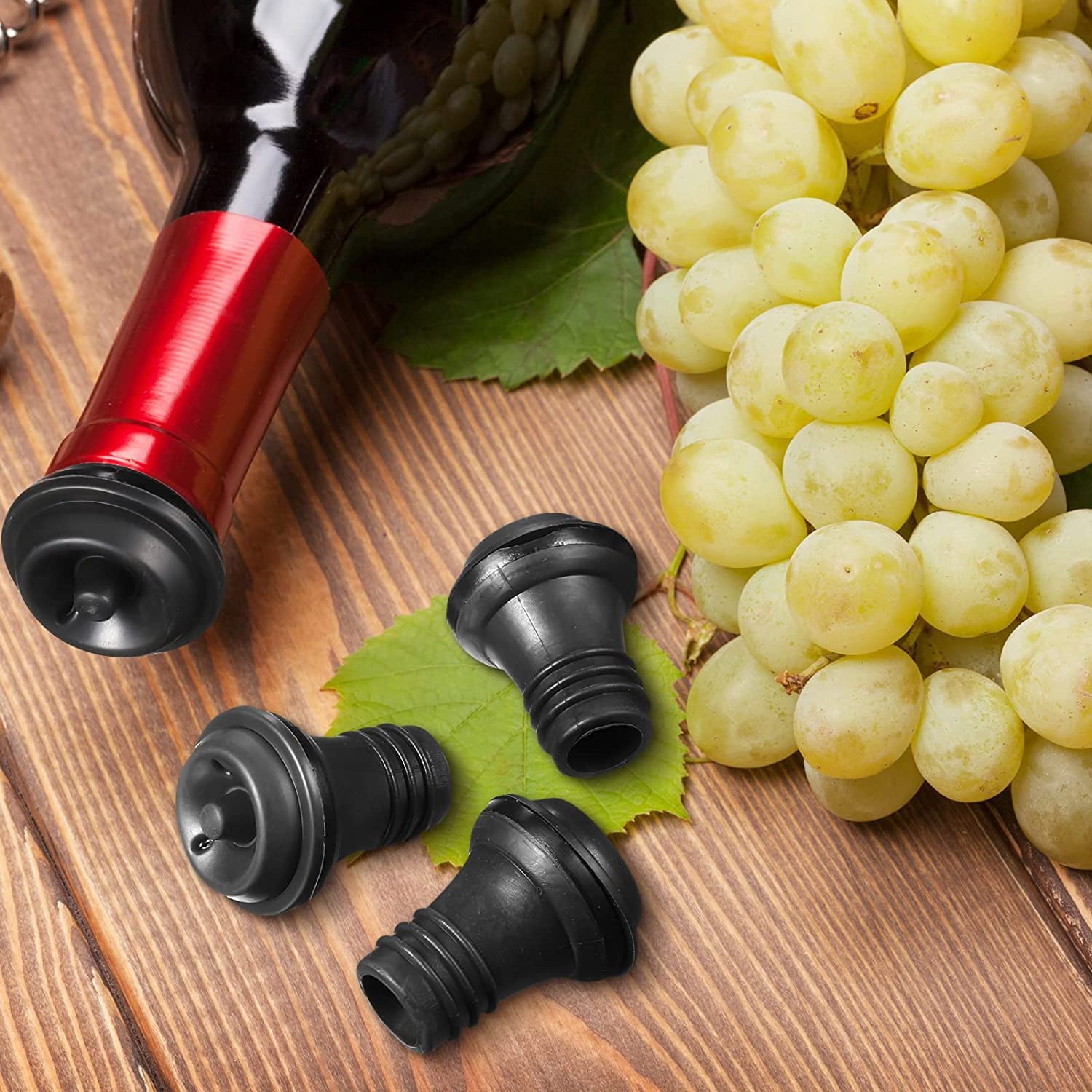 Wine Vacuum Stoppers Set of 3– Black