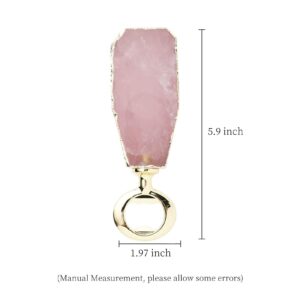 RIAQKGD Gemstone Bottle Opener,1Pcs Rose Quartz Agate Beer Bottle Opener for Holiday Wedding Christmas Gift,Crystal Stone Bottle Opener with Gold Rim,Wine Bar Tools