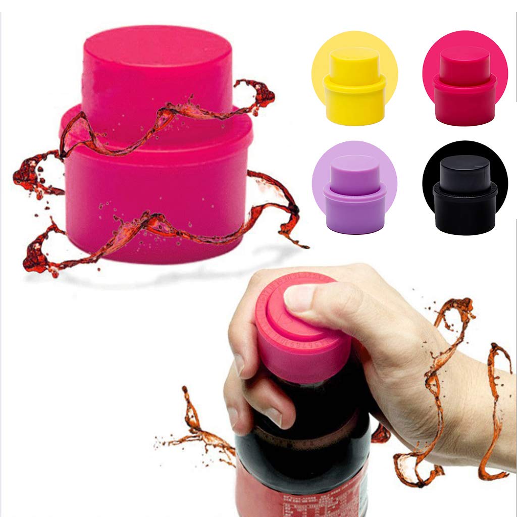 fengkengji Safe and Durable Bottle Pump Caps Bottle Stopper Pump Bottle Dispenser Cap Like A Wine Bottle Stopper,Drink Cap,Bottle Cap,Fizzy Sealer,Vacuum Soda Cap, Purple, one size