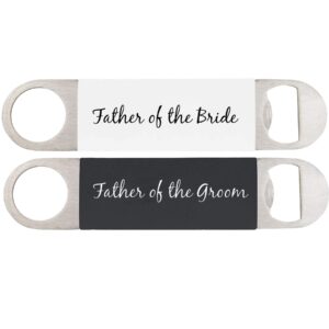 father of the bride/groom - heavy duty stainless steel flat beer wedding gift silicone bottle opener set