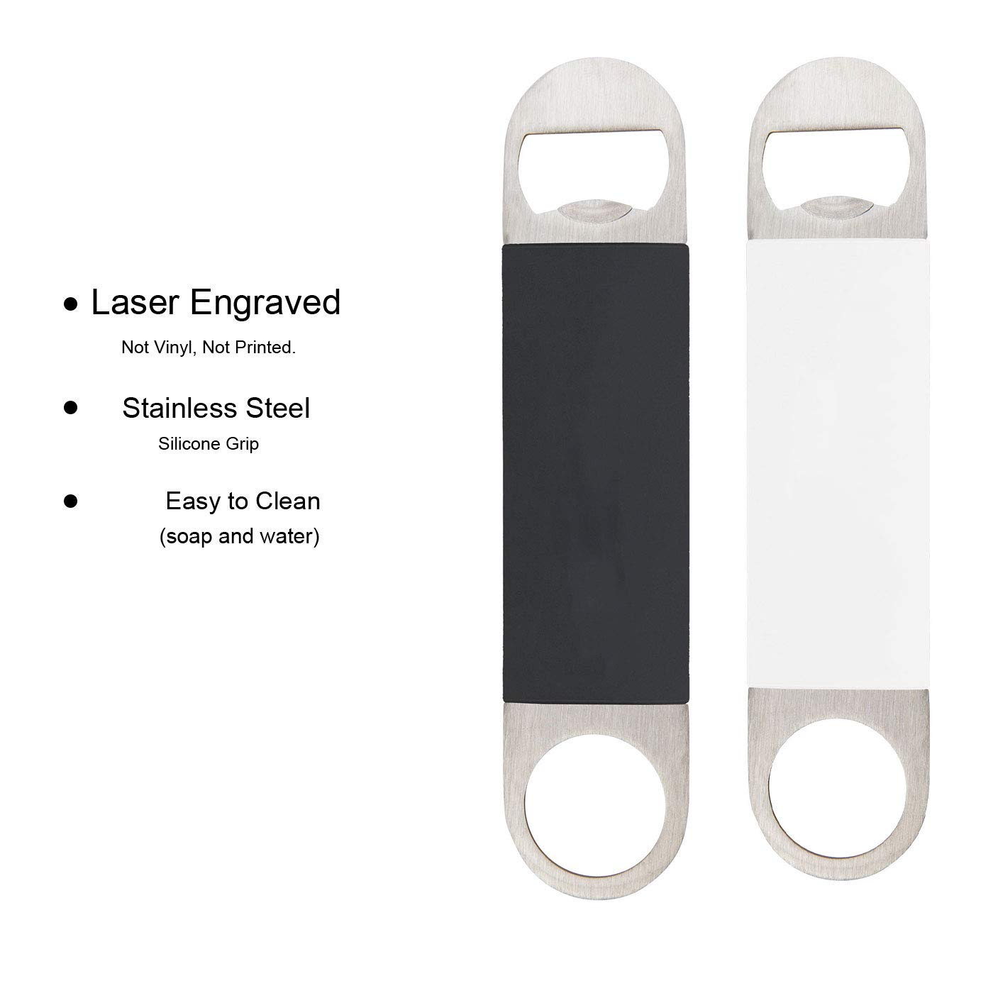 Father of the Bride/Groom - Heavy Duty Stainless Steel Flat Beer Wedding Gift Silicone Bottle Opener Set