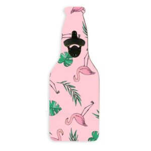 wall mounted bottle opener for opening beer, flamingos tropical green leaves unique beer shaped wooden bottle opener for beer lovers