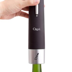 Ozeri Prestige Electric Wine Bottle Opener with Aerating Pourer, Foil Cutter and Elegant Recharging Stand