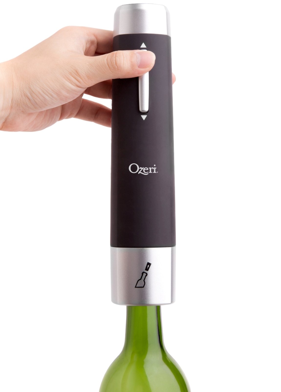 Ozeri Prestige Electric Wine Bottle Opener with Aerating Pourer, Foil Cutter and Elegant Recharging Stand