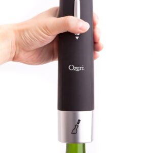 Ozeri Prestige Electric Wine Bottle Opener with Aerating Pourer, Foil Cutter and Elegant Recharging Stand