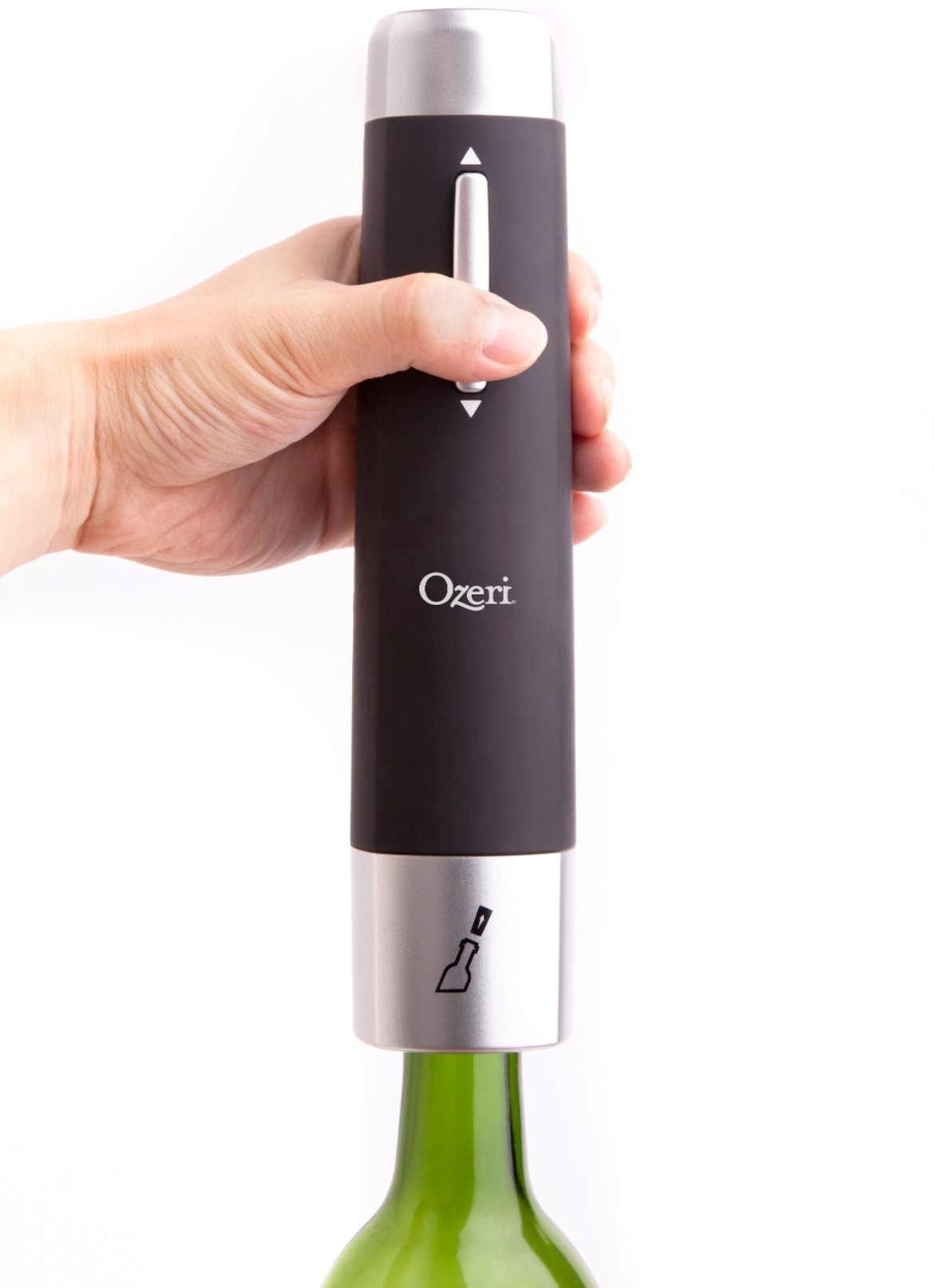 Ozeri Prestige Electric Wine Bottle Opener with Aerating Pourer, Foil Cutter and Elegant Recharging Stand