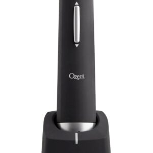 Ozeri Prestige Electric Wine Bottle Opener with Aerating Pourer, Foil Cutter and Elegant Recharging Stand