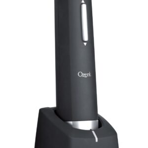 Ozeri Prestige Electric Wine Bottle Opener with Aerating Pourer, Foil Cutter and Elegant Recharging Stand