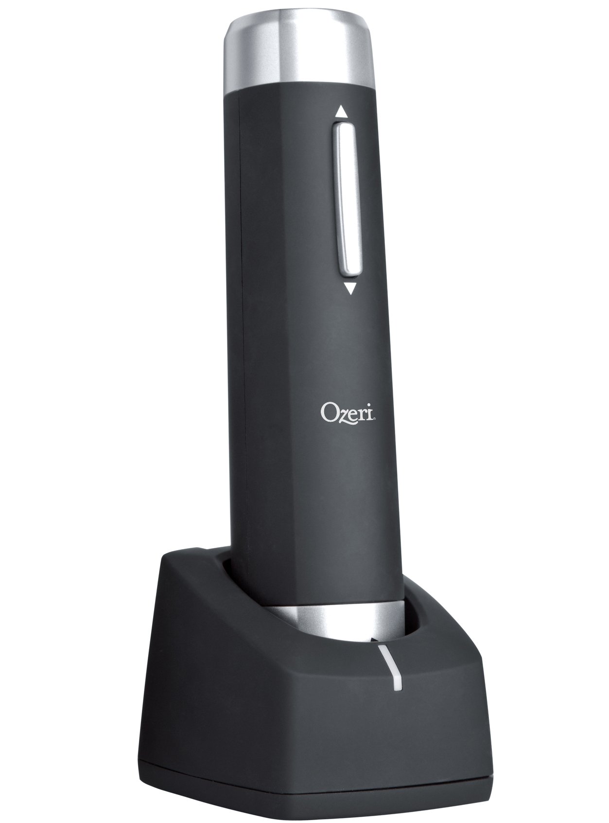 Ozeri Prestige Electric Wine Bottle Opener with Aerating Pourer, Foil Cutter and Elegant Recharging Stand