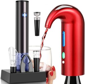 electric wine aerator pourer, stopper multi-smart automatic filter wine dispenser - premium aerating pourer and decanter spout - wine preserver(lucky red)