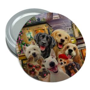 old paris eiffel tower dogs selfie round rubber non-slip jar gripper lid opener