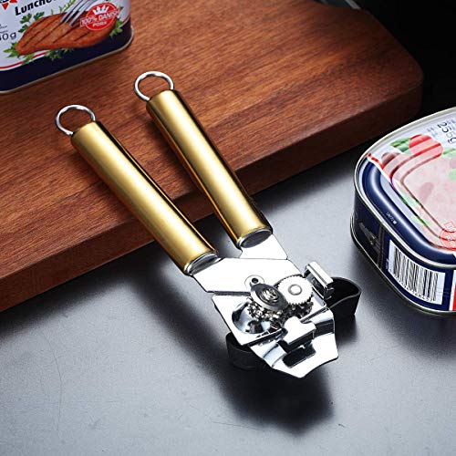 Berglander Can Opener, Stainless Steel Gold Handle Can Opener, Titainium Golden Plating Handle Can Opener Hand Held, Smooth Edge Manual Can Opener, Heavy Duty (Gold)