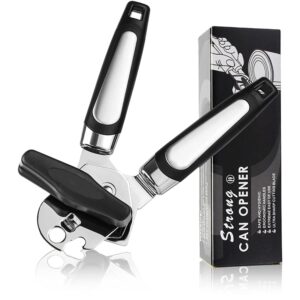manual handheld can opener, sharp cutting wheel for smooth edge cut, non-slip handle, oversized easy to use turn knob, includes built in bottle opener