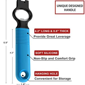 DUNLAGUE Soda Can Opener and Beer Bottle Opener Bartender with 4.2" Long Silicone Handle, Pop Top Can Tab Opener for Long Nails, Bottle Opener for Arthritic Hand and Seniors 1* Blue 1* Green