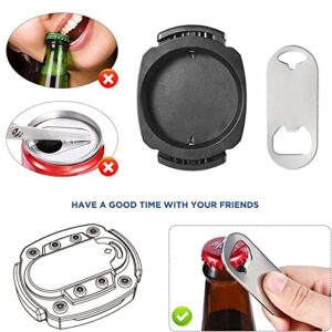 Can Opener Manual Beer Hand Held Safety Easy Camping Side Cut Can Openers Cover Smooth Edge, with Bottle Opener Black