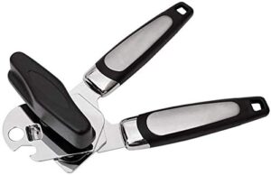 chirano can opener, 3-in-1 manual can openers, jar opener and bottle opener in one (black and silver)