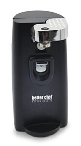 better chef electric tall can opener | 3-in-1 | built in knife sharpener & bottle opener | cord storage | auto-stop (black)