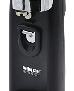 Better Chef Electric Tall Can Opener | 3-in-1 | Built in Knife Sharpener & Bottle Opener | Cord Storage | Auto-Stop (Black)