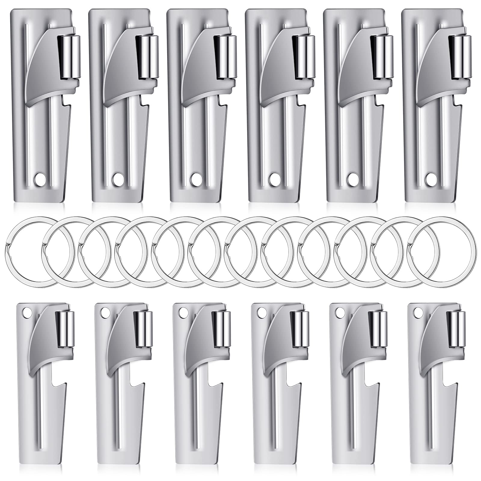 P-38 and P-51 Military Style Can Openers with Key Rings Stainless Steel Camping Can Opener Portable Can Opener for Kitchen Travel Camping Survival (12)