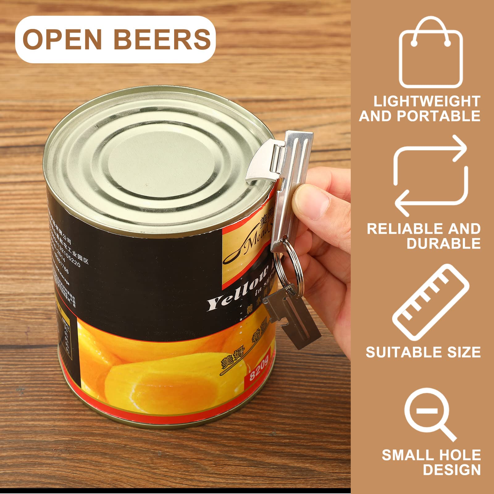 P-38 and P-51 Military Style Can Openers with Key Rings Stainless Steel Camping Can Opener Portable Can Opener for Kitchen Travel Camping Survival (12)