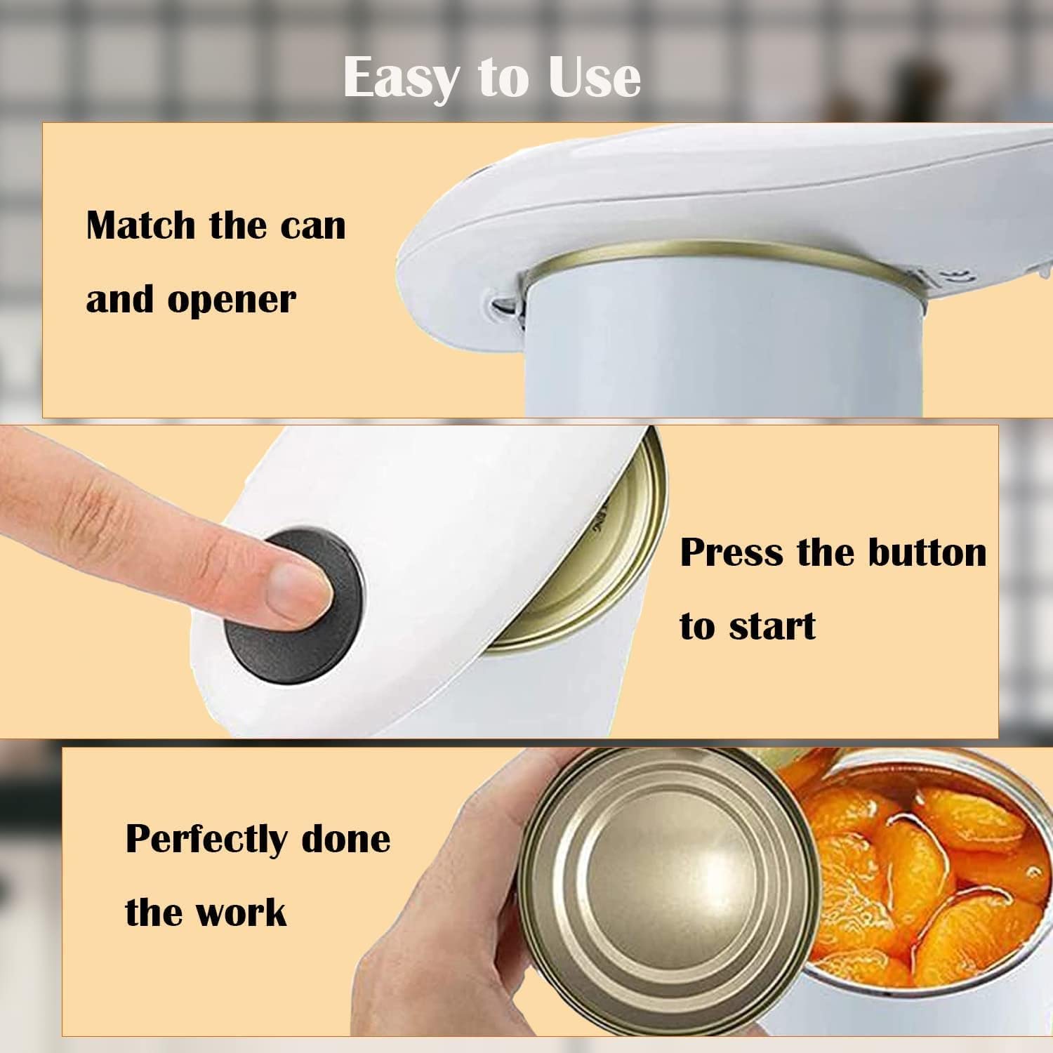 Electric Can Opener, One-Touch Switch Can Opener, Safe Smooth No Sharp Edges Can Opener for Almost Size Can, Can Opener Electric Best Kitchen Gadgets for Chefs, Arthritis and Seniors