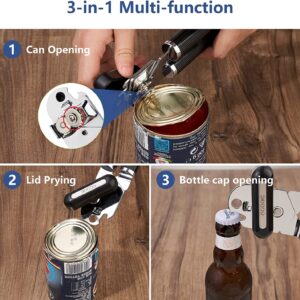 Manual Can Opener, Stainless Steel Can Opener manual Smooth Edge, Ergonomic and comfortable handle, Easy to Open for Various Shapes
