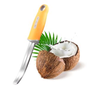 coconut meat remover knife,coconut tool,coconut meat removal tool durable silicone handle stainless steel coconut opener scraper for kitchen home