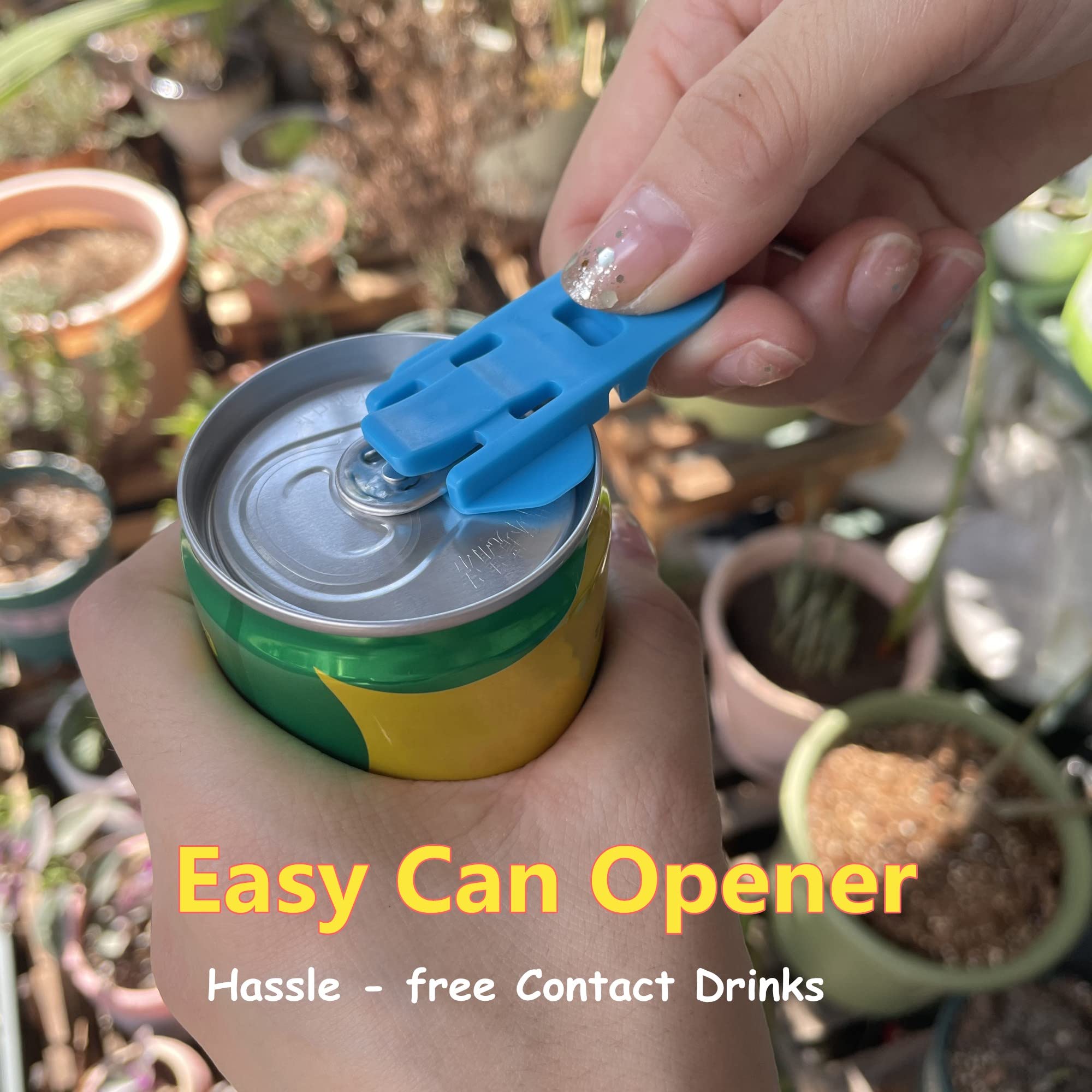 Manual Easy Can Opener, 6 Pack Colorful Soda Beer Can Opener & Beverage Can Cover Protector, Premium Plastic Shields Can Openers for Pop, Coke, Beer, Soda, Drink Aluminum Beverage