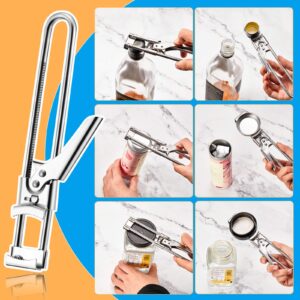 Master Opener Adjustable Jar and Bottle Opener Adjustable Multifunction Stainless Steel Can Opener Jar Lid Gripper Manual Jar Opener Kitchen Accessories for Weak Hands (2 Pieces)