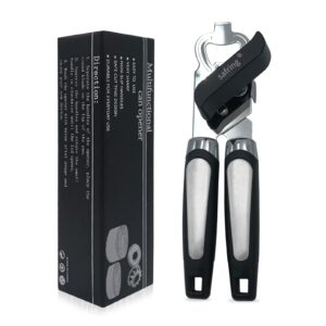 safring can opener manual, handheld strong heavy duty stainless steel can opener, comfortable handle, sharp blade smooth edge, can openers with multifunctional bottle opener