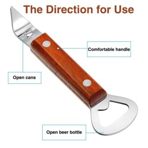 Bottle Punch Can Opener Stainless Steel Beer Bottle Opener Punch Bottle Opener with Wood Handle for Manual Bottles Cans (2, Wood Color)